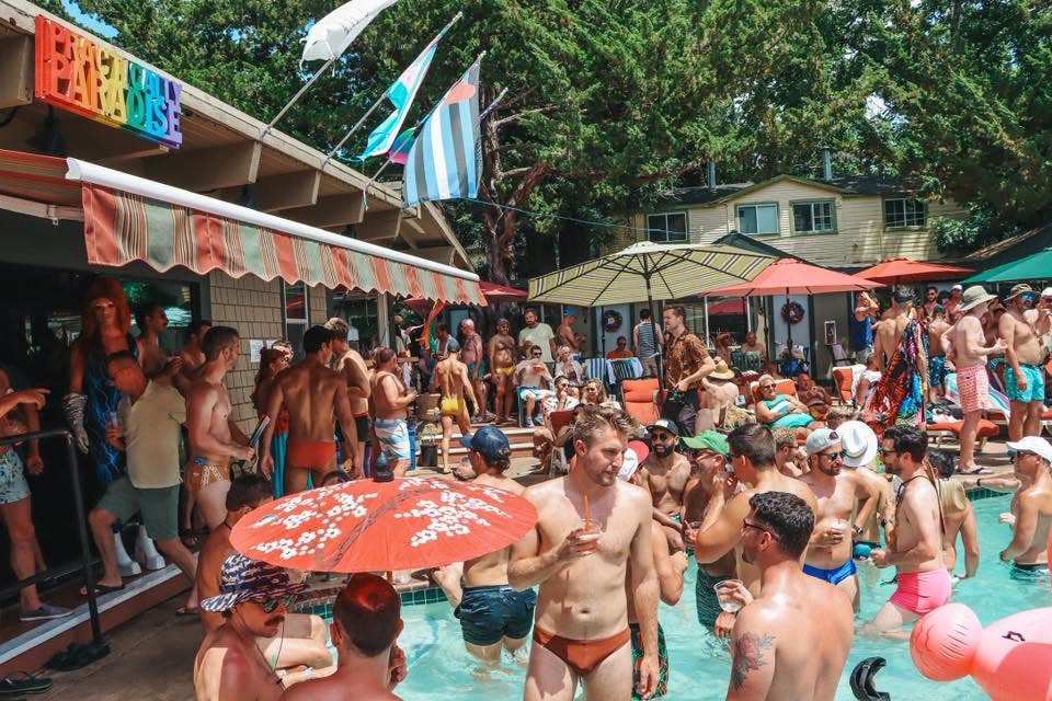 Practically Paradise pool party crowd