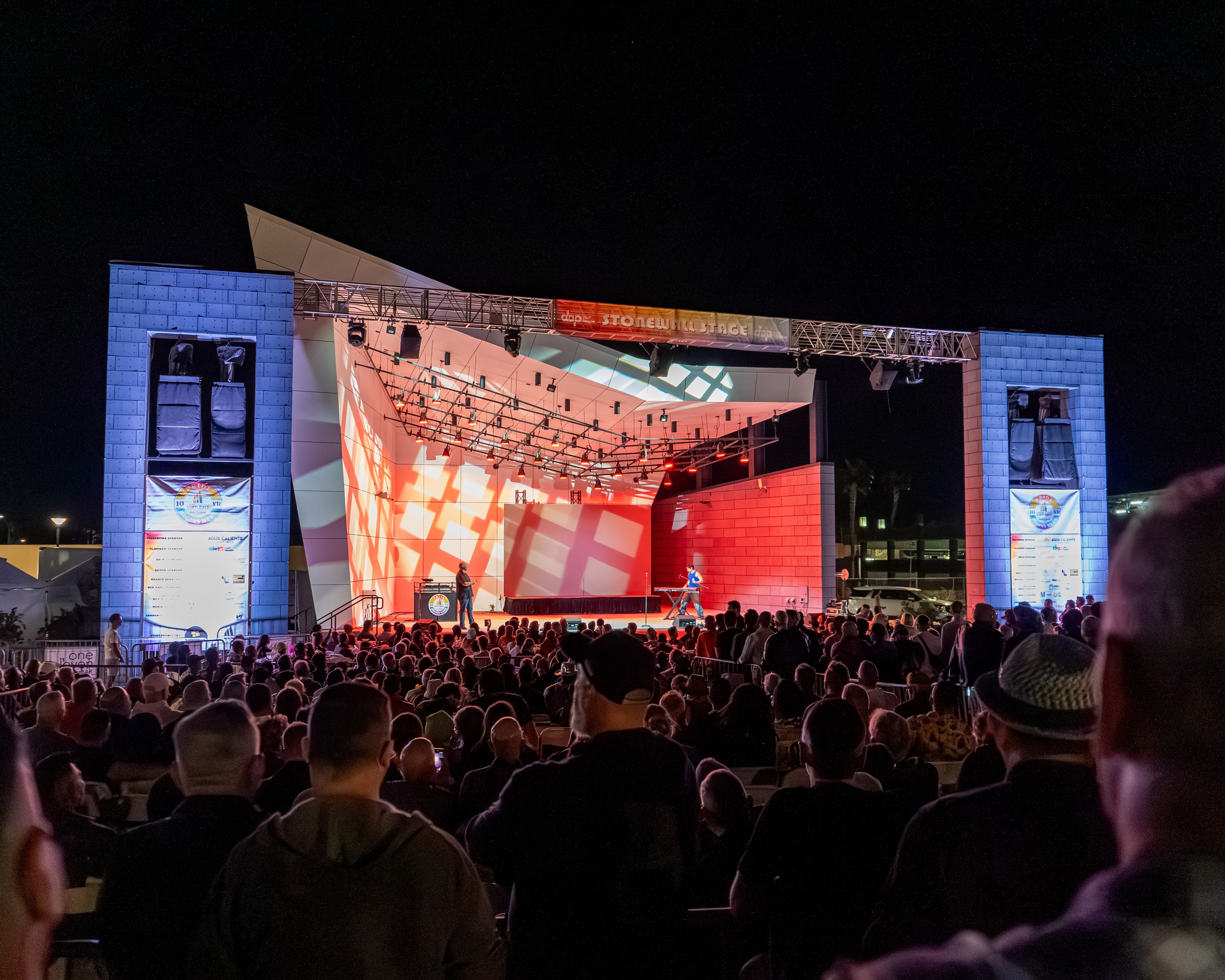 Outdoor night stage Stonewall Stage crowd